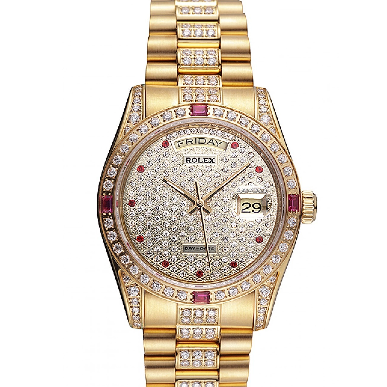 AAA replica watch Yellow Gold-srl184 Diamonds 621614 Swiss Rolex Day-Date 0604